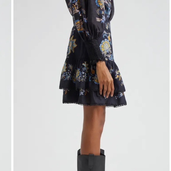 Farm Rio Stitched Garden High Waist Miniskirt black, size large 1225 - Picture 3 of 9